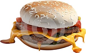 Picture of delicious-looking hamburger with melted cheese.