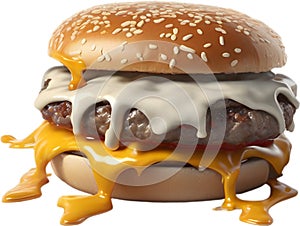 Picture of delicious-looking hamburger with melted cheese.