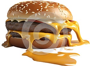 Picture of delicious-looking hamburger with melted cheese.