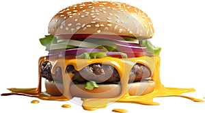 Picture of delicious-looking hamburger with melted cheese.