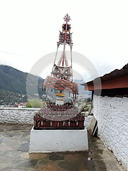 The picture describes Bhutan`s tradition and culture.