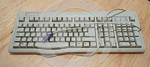 Picture of a desktop computer keyboard in the 1990s