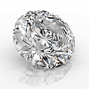 Picture diamond jewel on white background. Beautiful sparkling shining round shape emerald image. 3D render brilliant