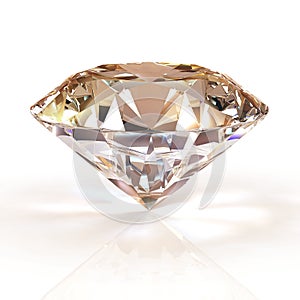 Picture diamond jewel on white background. Beautiful sparkling shining round shape emerald image. 3D render brilliant