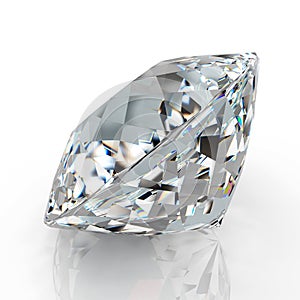 Picture diamond jewel on white background. Beautiful sparkling shining round shape emerald image. 3D render brilliant