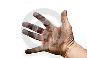 A picture of dirty hands of a man