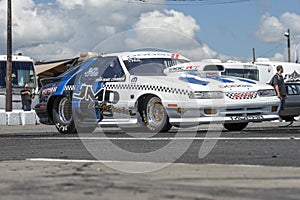 Dodge drag car on the track