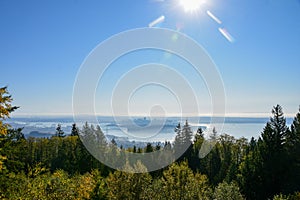 A picture of Downtown Vancouver on a misty morning.