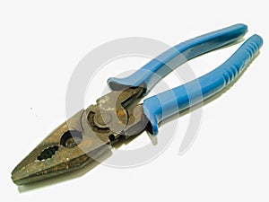 A picture of electric wire cutter on white surface ,