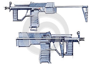 Picture of an exclusive automatic weapon submachine gun for melee.