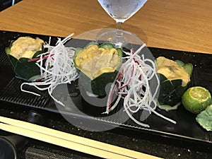 Sea urchin Uni sushi platter photo