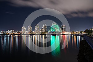 A picture of False Creek at night.  Long exposure version.   Vancouver BC