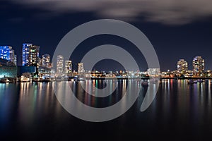 A picture of False Creek at night.   Vancouver BC