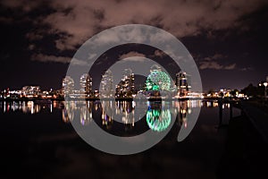 A picture of False Creek at night.   Vancouver BC