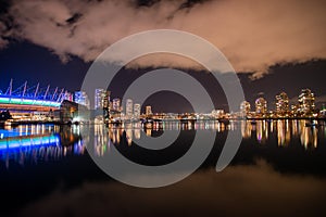 A picture of False Creek at night.   Vancouver BC