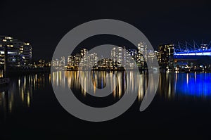 A picture of False Creek at night.   Vancouver BC