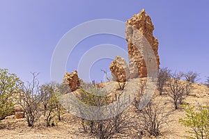 Picture of the famous Vingerklip rock needle in northern Namibia during the day