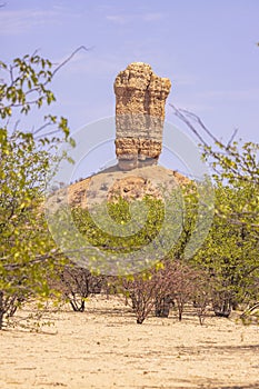 Picture of the famous Vingerklip rock needle in northern Namibia during the day