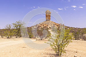 Picture of the famous Vingerklip rock needle in northern Namibia during the day