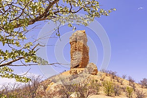 Picture of the famous Vingerklip rock needle in northern Namibia during the day