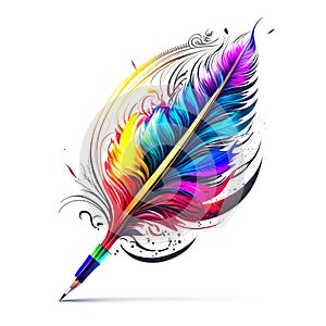 The feathe of pen drawing a colorfull line background