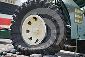 Picture of a flat truck tire