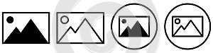 Picture frame icon symbol set.