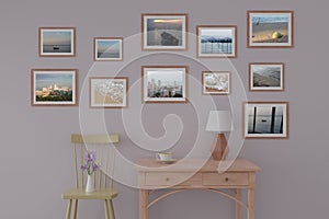 Picture frame interior room design 3d render