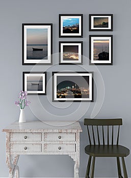 Picture frame interior room design 3d render