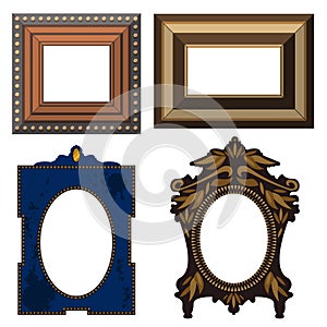 Picture frame museum interior exhibition decorative vector photo art gallery on vintage antique decoration wall.