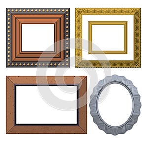 Picture frame museum interior exhibition decorative vector photo art gallery on vintage antique decoration wall.