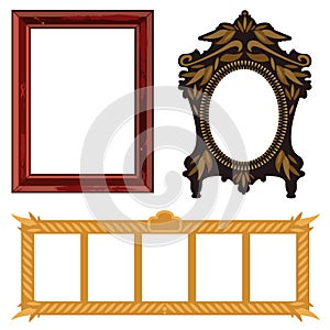 Picture frame museum interior exhibition decorative vector photo art gallery on vintage antique decoration wall.