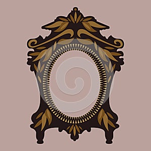 Picture frame museum interior exhibition decorative vector photo art gallery on vintage antique decoration wall.