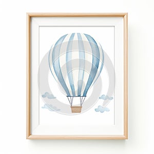 Minimal Watercolor Hot Air Balloon Picture Frame Print