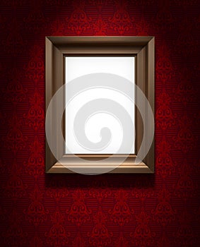 Picture frame on red wallpaper