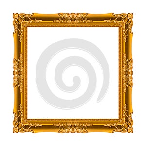 Picture frame Wood carved Old isolated on a white background