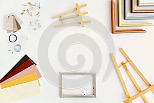 Picture framing flat lay with copy space