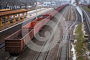 Picture of a freight train. Cargo transportation