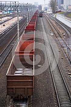 Picture of a freight train. Cargo transportation