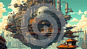 Future Science Fiction City Architecture.AI generated