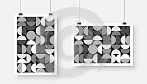 Picture with geometric trendy pattern, Bauhaus style. Modern background, simple elements. Retro texture, basic geometric