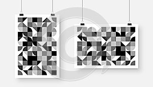 Picture with geometric trendy pattern, Bauhaus style. Modern background, simple elements. Retro texture, basic geometric