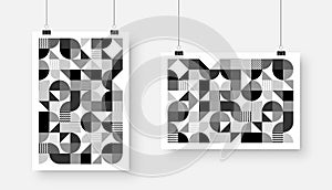 Picture with geometric trendy pattern, Bauhaus style. Modern background, simple elements. Retro texture, basic geometric