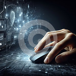 Hand using wireless mouse