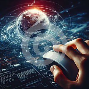 Hand using wireless mouse