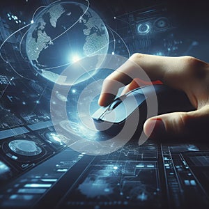 Hand using wireless mouse