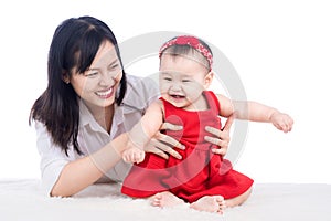 Picture of happy mother with adorable baby