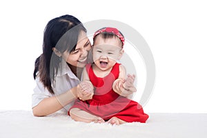 Picture of happy mother with adorable baby