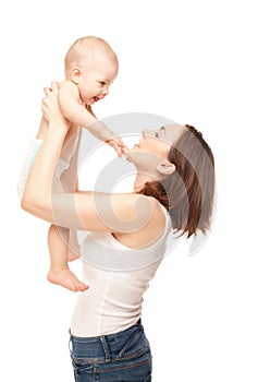 Picture of happy mother with adorable cute baby