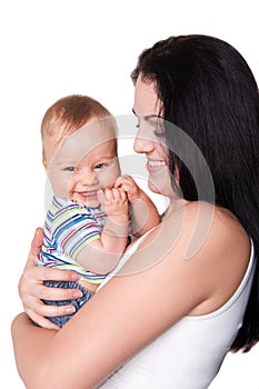 Picture of happy mother with baby